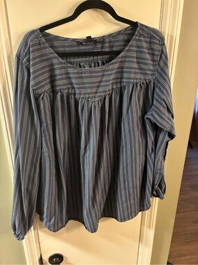 Women’s Lee Shape Illusions Peasant Blouse Size XXL Long Sleeve, Striped Pattern